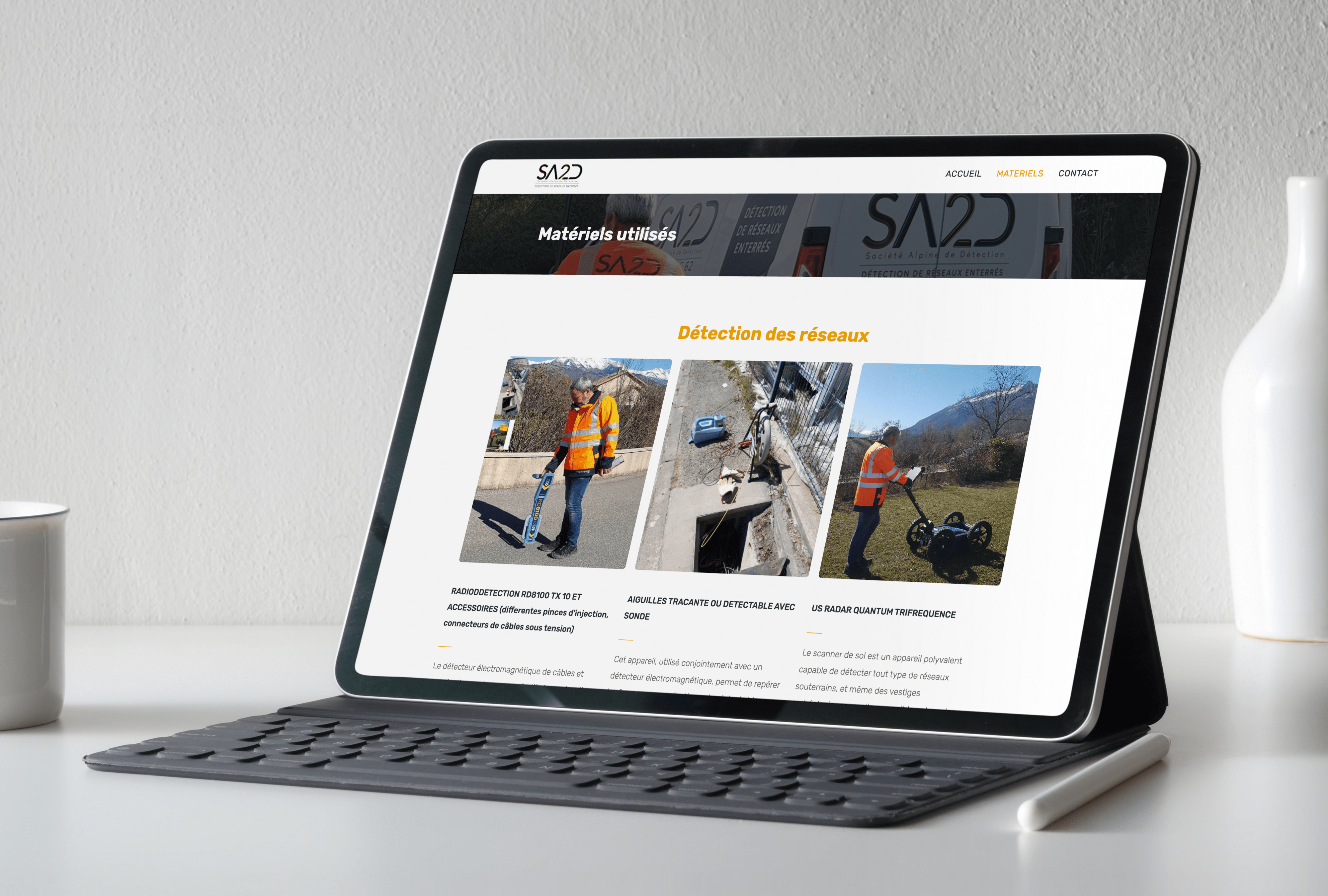 mockup d'une tablette affichant le site sa2d05.com